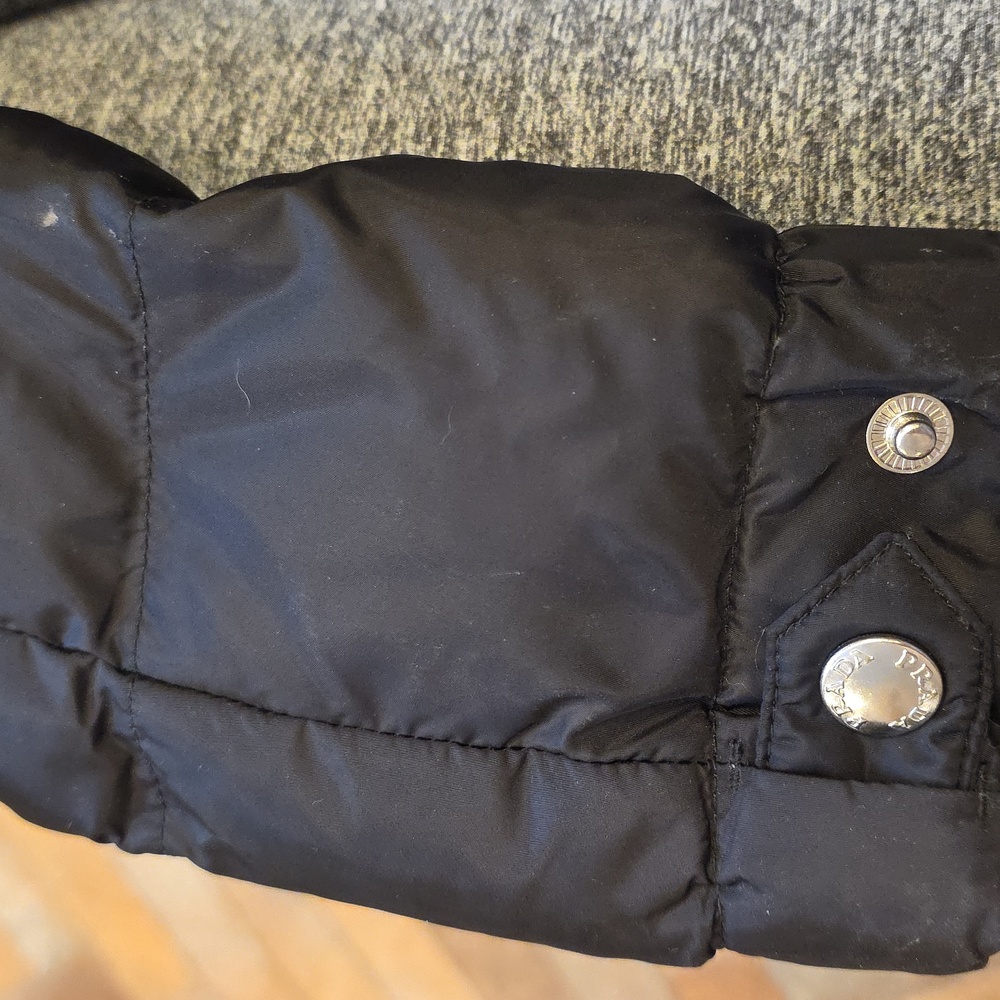 PRADA Black Down Puffer Jacket with Fur Collar - Picture 9 of 16